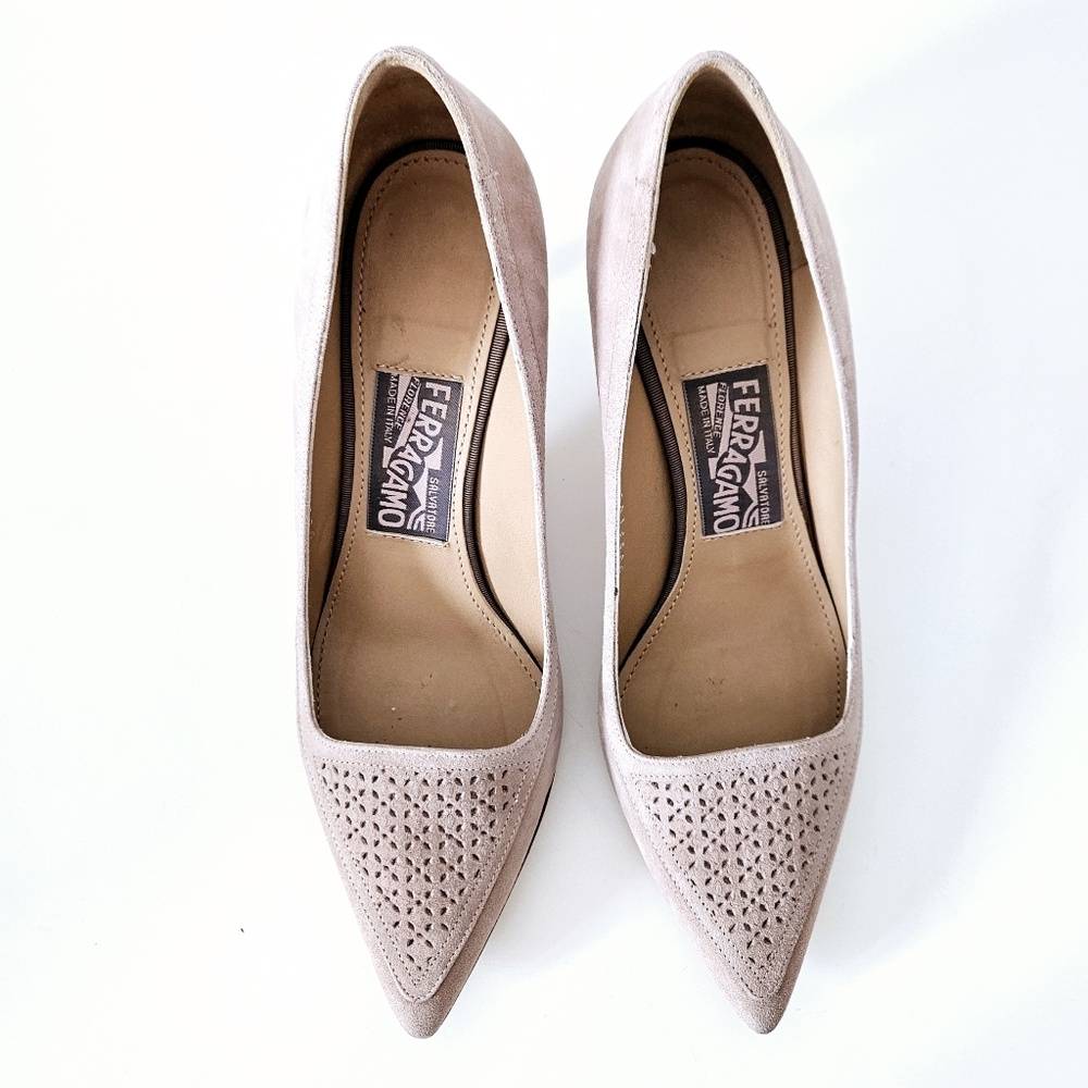 Salvatore Ferragamo suede pump pointed toe Size 7 US / 7cm heels "Pauleen" - Picture 13 of 16